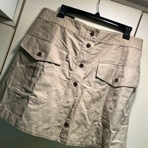 Khaki Button-Front Skirt Banana Republic